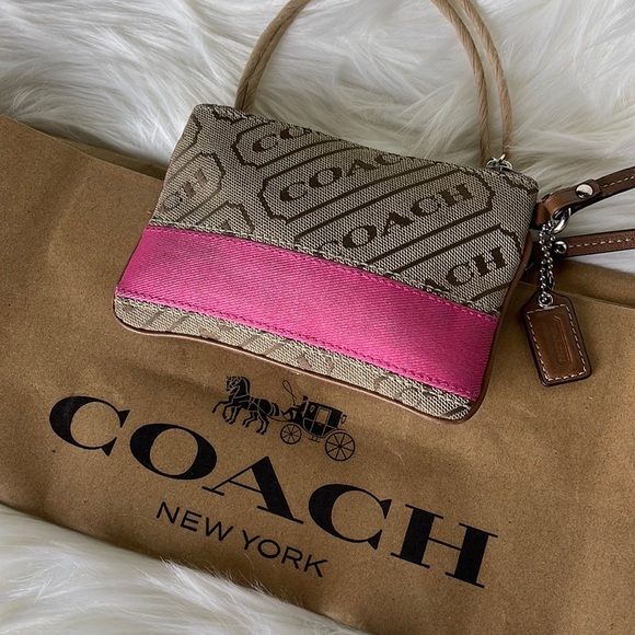 Coach Handbags - Coach | Brown Pink Wristlet Top Closure